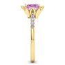 Pink Topaz Ring: 1 1/2 Carat Cushion Cut Pink Topaz and Diamond Ring Image-4