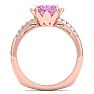 Pink Topaz Ring: 1 1/2 Carat Cushion Cut Pink Topaz and Diamond Ring Image-3