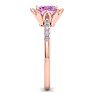 Pink Topaz Ring: 1 1/2 Carat Cushion Cut Pink Topaz and Diamond Ring Image-4