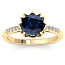 Sapphire Ring: 1 1/2 Carat Cushion Cut Sapphire and Diamond Ring Image-1