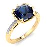 Sapphire Ring: 1 1/2 Carat Cushion Cut Sapphire and Diamond Ring Image-2
