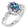 1 Carat Round Shape Mystic Topaz Ring With Diamond Halo In 14 Karat White Gold Image-2