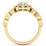 1 Carat Opal Ring with Fancy Halo Diamonds In 14K Yellow Gold Image-3