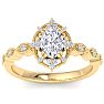 1 Carat Oval Shape Halo Diamond Engagement Ring In 14K Yellow Gold Image-1