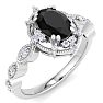 1 Carat Oval Shape Black Diamond Engagement Ring In 14K White Gold Image-2