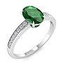 Emerald Ring: 1 Carat Oval Shape Emerald and Diamond Ring Image-2
