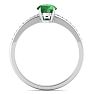 Emerald Ring: 1 Carat Oval Shape Emerald and Diamond Ring Image-3