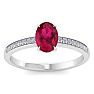 Ruby Ring: 1 Carat Oval Shape Ruby and Diamond Ring Image-1