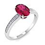 Ruby Ring: 1 Carat Oval Shape Ruby and Diamond Ring Image-2