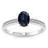 Sapphire Ring: 1 Carat Oval Shape Sapphire and Diamond Ring Image-1