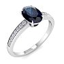 Sapphire Ring: 1 Carat Oval Shape Sapphire and Diamond Ring Image-2