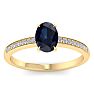 Sapphire Ring: 1 Carat Oval Shape Sapphire and Diamond Ring Image-1
