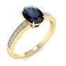 Sapphire Ring: 1 Carat Oval Shape Sapphire and Diamond Ring Image-2