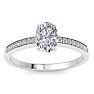 1 Carat Oval Shape Diamond Engagement Ring In 14K White Gold Image-1