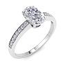 1 Carat Oval Shape Moissanite Engagement Ring In 14K White Gold Image-2