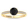 1 1/4 Carat Black Moissanite Engagement Ring In 14K Yellow Gold Image-1