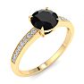 1 1/4 Carat Black Moissanite Engagement Ring In 14K Yellow Gold Image-2