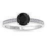 1 1/4 Carat Black Diamond Engagement Ring In 14K White Gold Image-1