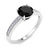 1 1/4 Carat Black Diamond Engagement Ring In 14K White Gold Image-2