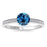 1 1/4 Carat Blue Diamond Engagement Ring In 14K White Gold Image-1