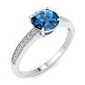 1 1/4 Carat Blue Diamond Engagement Ring In 14K White Gold Image-2