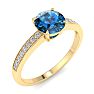 1 1/4 Carat Blue Diamond Engagement Ring In 14K Yellow Gold Image-2