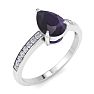 Amethyst Ring: 1 1/4 Carat Pear Shape Amethyst and Diamond Ring Image-2