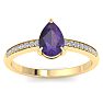 Amethyst Ring: 1 1/4 Carat Pear Shape Amethyst and Diamond Ring Image-1