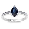Sapphire Ring: 1 1/4 Carat Pear Shape Sapphire and Diamond Ring Image-1