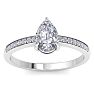 1 1/4 Carat Pear Shape Diamond Engagement Ring In 14K White Gold Image-1