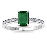 Emerald Ring: 1 1/4 Carat Emerald Shape Emerald and Diamond Ring Image-1