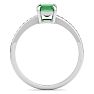 Emerald Ring: 1 1/4 Carat Emerald Shape Emerald and Diamond Ring Image-3
