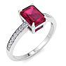 Ruby Ring: 1 1/4 Carat Emerald Shape Ruby and Diamond Ring Image-2