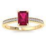 Ruby Ring: 1 1/4 Carat Emerald Shape Ruby and Diamond Ring Image-1
