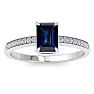 Sapphire Ring: 1 1/4 Carat Emerald Shape Sapphire and Diamond Ring Image-1
