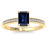 Sapphire Ring: 1 1/4 Carat Emerald Shape Sapphire and Diamond Ring Image-1