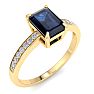Sapphire Ring: 1 1/4 Carat Emerald Shape Sapphire and Diamond Ring Image-2