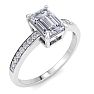 1 1/4 Carat Emerald Shape Diamond Engagement Ring In 14K White Gold Image-2