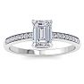 1 1/4 Carat Emerald Shape Diamond Engagement Ring In 14K White Gold Image-1