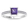 Amethyst Ring: 1 1/4 Carat Princess Shape Amethyst and Diamond Ring Image-1