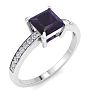 Amethyst Ring: 1 1/4 Carat Princess Shape Amethyst and Diamond Ring Image-2