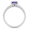 Amethyst Ring: 1 1/4 Carat Princess Shape Amethyst and Diamond Ring Image-3