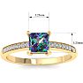 1-1/4 Carat Princess Shape Mystic Topaz Ring and Diamonds In 14 Karat Yellow Gold Image-5