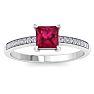 Ruby Ring: 1 1/4 Carat Princess Shape Ruby and Diamond Ring Image-1