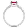 Ruby Ring: 1 1/4 Carat Princess Shape Ruby and Diamond Ring Image-3