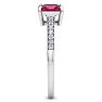 Ruby Ring: 1 1/4 Carat Princess Shape Ruby and Diamond Ring Image-4