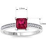 Ruby Ring: 1 1/4 Carat Princess Shape Ruby and Diamond Ring Image-5