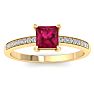 Ruby Ring: 1 1/4 Carat Princess Shape Ruby and Diamond Ring Image-1