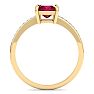 Ruby Ring: 1 1/4 Carat Princess Shape Ruby and Diamond Ring Image-3