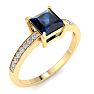 Sapphire Ring: 1 1/4 Carat Princess Shape Sapphire and Diamond Ring Image-2